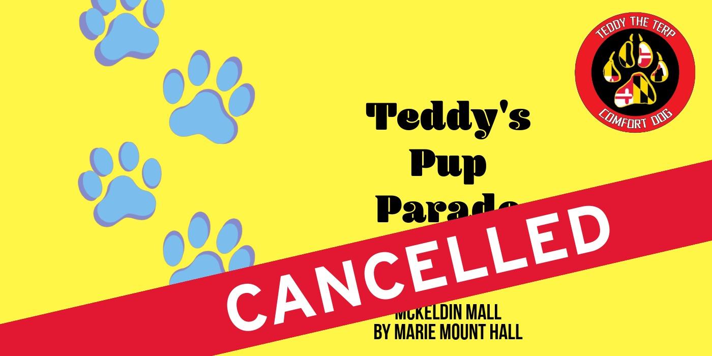 Yellow graphic with blue paw prints - CANCELLED - Tedd's Pup Parade